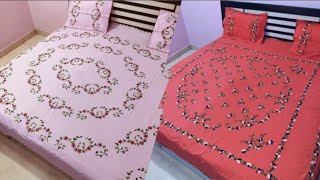 beautiful hand embroidery bed sheet 2025 [upl. by Accebar513]