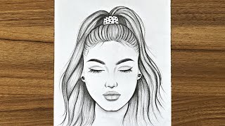 How to draw a beautiful girl step by step  Pencil Sketch for beginners  Pencil drawing easy [upl. by Eloci647]