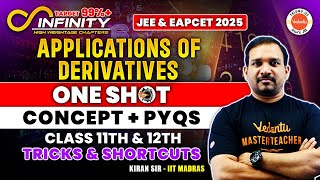 Applications of Derivatives  One Shot  Concept  PYQs  11th amp 12th  JEE amp EAPCET 2025 kiran sir [upl. by Nirmak]