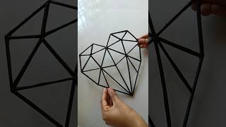 DIY Geometric heart 🖤  art diy youtubeshorts youtube [upl. by Sparhawk]