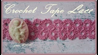 How to Crochet Lace Tape Ribbon very easy tutorial [upl. by Ackerman71]