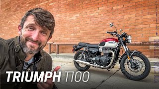 2023 Triumph Bonneville T100 Review  Daily Rider [upl. by Esiuqcaj]