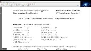 TD01Système de Numération et codage de linformation [upl. by Falda]