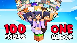 100 FRIENDS on ONE BLOCK in Minecraft [upl. by Catlin213]