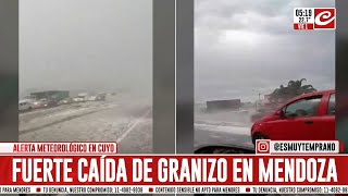 Impresionantes imágenes de una fuerte tormenta de granizo que causó destrozos en Mendoza [upl. by Arries]