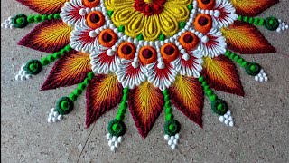 Big Rangoli Designs For Navaratri  Diwali Rangoli Designs  Simple Dasara Rangoli [upl. by Egduj]