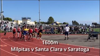 2024 Milpitas v SC v Saratoga 1600m races [upl. by Ateuqirne]