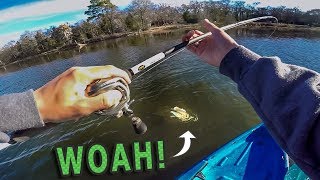 Kayak Fishing SURPRISE BIG Bass  Chatterbait Fishing Tips [upl. by Lesna147]