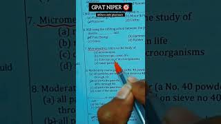 GPAT NIPER MCQS shorts niper aiims gpat niper pharmacy [upl. by Ahsinra]