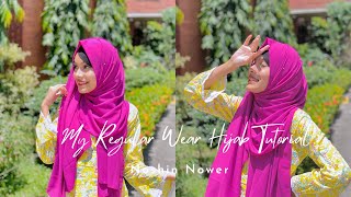 My Daily Wear Hijab Tutorial  Criss Cross Hijab Tutorial with Diamond Georgette  Noshin Nower 💕 [upl. by Christy278]