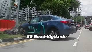 16mar2024 punggol GetGo Carsharing mazda 3 drove up on to pavement amp hit lampost [upl. by Yelserp]