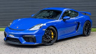 2023 Porsche 718 Cayman GT4  PTS Nogaro Blue Metallic  Walkaround  Engine amp Exhaust Sound [upl. by Marietta]