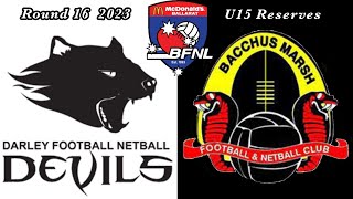 BFNL U15R Darley Devils vs Bacchus Marsh Cobras [upl. by Anasus]