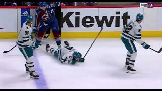 Nathan MacKinnon with a big hit on Ty Emberson Sharks 1 vs Avalanche 3 [upl. by Cline]