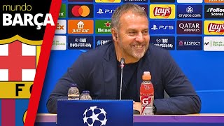 HANSI FLICK en RUEDA DE PRENSA tras la victoria del Barça 41 sobre el Bayern  Champions League [upl. by Guinn]