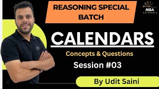 Calendars  SessionIII  Reasoning  Udit Saini  SNAP NMAT TISS CMAT MAHCET amp MAT [upl. by Cheng560]