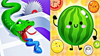 Watermelon merge VS Shake run race Satisfying Mobile Games  Balls Boom [upl. by Dyson]