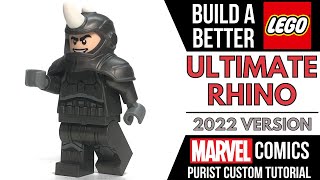 HOW TO BUILD A BETTER LEGO RHINO Minifigure from Marvel SpiderMan [upl. by Nahallac]