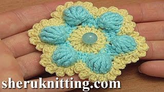 Crochet 6Petal Flower Crochet Flower Around [upl. by Idihc]