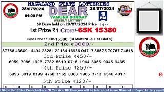 Lottery Sambad Live Dear Nagaland State Lottery Live draw result 280724Lottery live sambad [upl. by Aivizt]