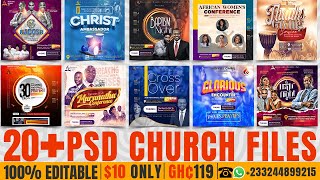 20 PSD CHURCH FLYER DESIGNS  100 EDITABLE  PHOTOSHOP DOCUMENT [upl. by Adis]