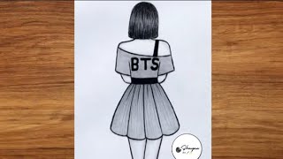 Bts girl drawing  bts drawing  pencil sketching for beginners [upl. by Chud]