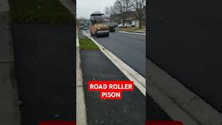 ROAD ROLLER OR PISON USE TO FLATTEN THE NEWLY LAYERED ASPHALT roadcover viral roadrepair [upl. by Urbain]