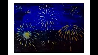 Easy Fireworks drawing tutorial  Diwali drawing  New year  Patakhe  Fireworks night sky  Art [upl. by Anirbus]