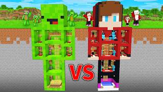 JJs RICH vs Mikeys POOR Secret Underground Base Batte in Minecraft  Maizen [upl. by Sakmar531]