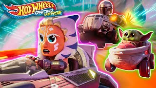 STAR WARS™ Grogu and Ahsoka Race Away from Boba Fett Through Wheelers Canyon  Hot Wheels RacerVerse [upl. by Ahsinaw806]