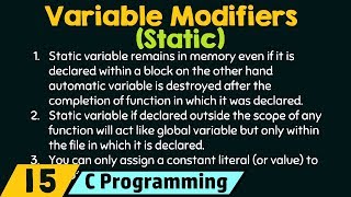 Variable Modifiers − Static [upl. by Ymar]