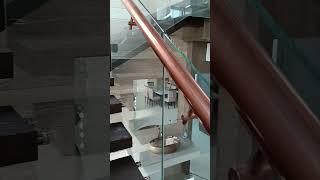 Staircase glass railing stoud glass railing rose gold glass railing shortvideo [upl. by Rhodia590]