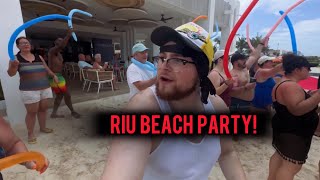 BEST RIU Beach Party in CANCUN MEXICO [upl. by Kcirb]