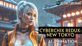 Cyberchix Redux New Tokyo  AI Animation  Kling AI [upl. by Aicelaf]