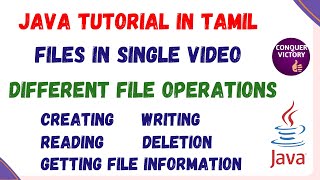 68 Files in java in Tamil  File Operations  Create  reading  writing  deletion  File Handling [upl. by Rue]