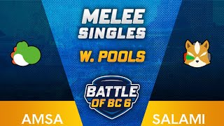 aMSa Yoshi vs salami Fox  Melee Singles Winners Top 64  Battle of BC 6 [upl. by Ecyob]