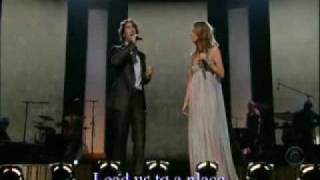 Celine Dion amp Josh Groban live quotThe Prayerquot with lyrics [upl. by Pilihp]