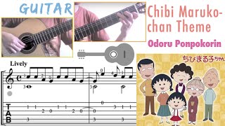 Odoru Ponpokorin  Chibi Marukochan Theme Guitar Notation  TAB [upl. by Rock]