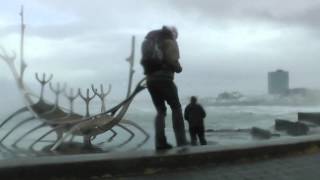 Crazy Wind Storm 70 ms 150 mph in Reykjavik Iceland [upl. by Oidgime]