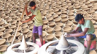 DIY LIGHT DIYAS Matti Pramidalu Deepam Making with CLAY Hand Made in Small Scale Industry Ideas [upl. by Afira]