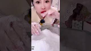 POWDERY ICE 💠 asmr powderyasmr powderycrunches powderyiceeating ice shavedice shavedice [upl. by Ayiotal749]