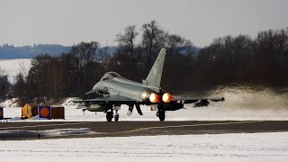 Eurofighter im Schnee TLG 74 Fliegerhorst Neuburg 2021 TaxiingNachbrenner TakeoffLandungen Teil22 [upl. by Trant450]