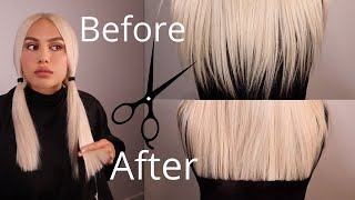 HOW TO TRIM YOUR OWN HAIR BLUNT [upl. by Johnston]