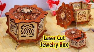 How To Make Hexagonal Jewelry Box  Birthday Gift Box  Chocolate Box  DIY Laser Cut Box Template [upl. by Fenwick]