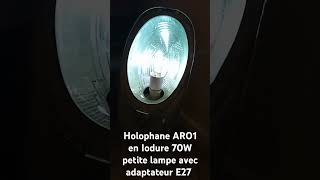 Holophane ARO 1 en iodure 70W petite lampe avec adaptateur e27 ORIGINAL streetlighting viralvideo [upl. by Nerrawed353]