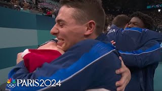 Team USA Japan celebrate their medals in men’s team gymnastics competition  Paris Olympics [upl. by Anivek]