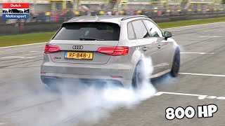 800HP Audi RS3 Drag Racing  Crazy Burnouts [upl. by Irol]