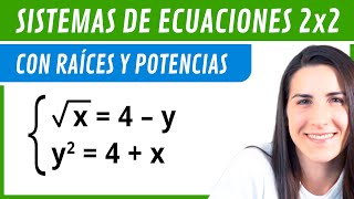 SISTEMA de ECUACIONES 2x2 con Raíces y Potencias ✅ Ejercicios de Sistemas [upl. by Leumel]