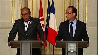 Le président tunisien Marzouki reçu à lElysée [upl. by Ayomat]