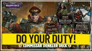 Commissar Denkler Deck Guide Astra Militarum Warhammer 40k Warpforge [upl. by Pytlik53]